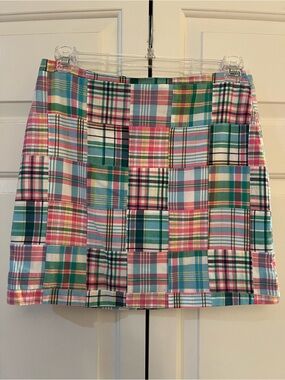 Talbots Patchwork Madras Plaid Skirt in Pink, Green & Blue Size 8